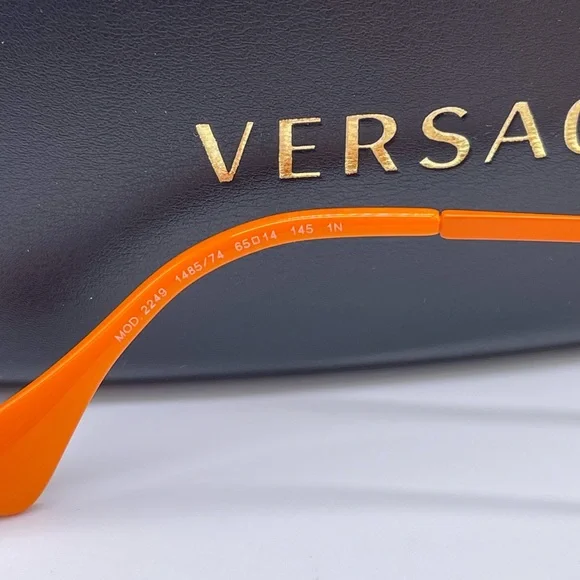 NEW VERSACE VE2249 1485/74 AVIATOR SUNGLASSES VERSACE MOD 2249 ORANGE AVIATOR - Picture 12 of 15